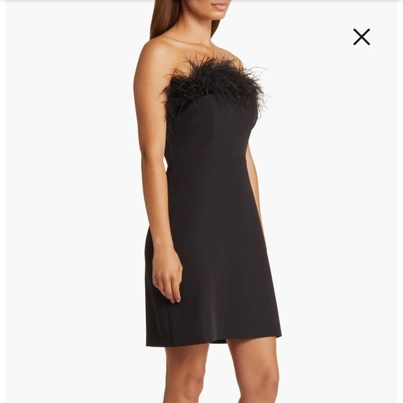 NEW Feather Trim Strapless Minidress Sam Edelman black size 10 - Picture 12 of 13